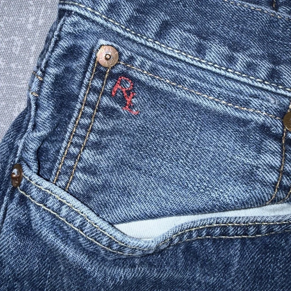 Polo Ralph Lauren Vintage 67 Jeans Mens 38x30 Blue Relaxed Straight Distressed